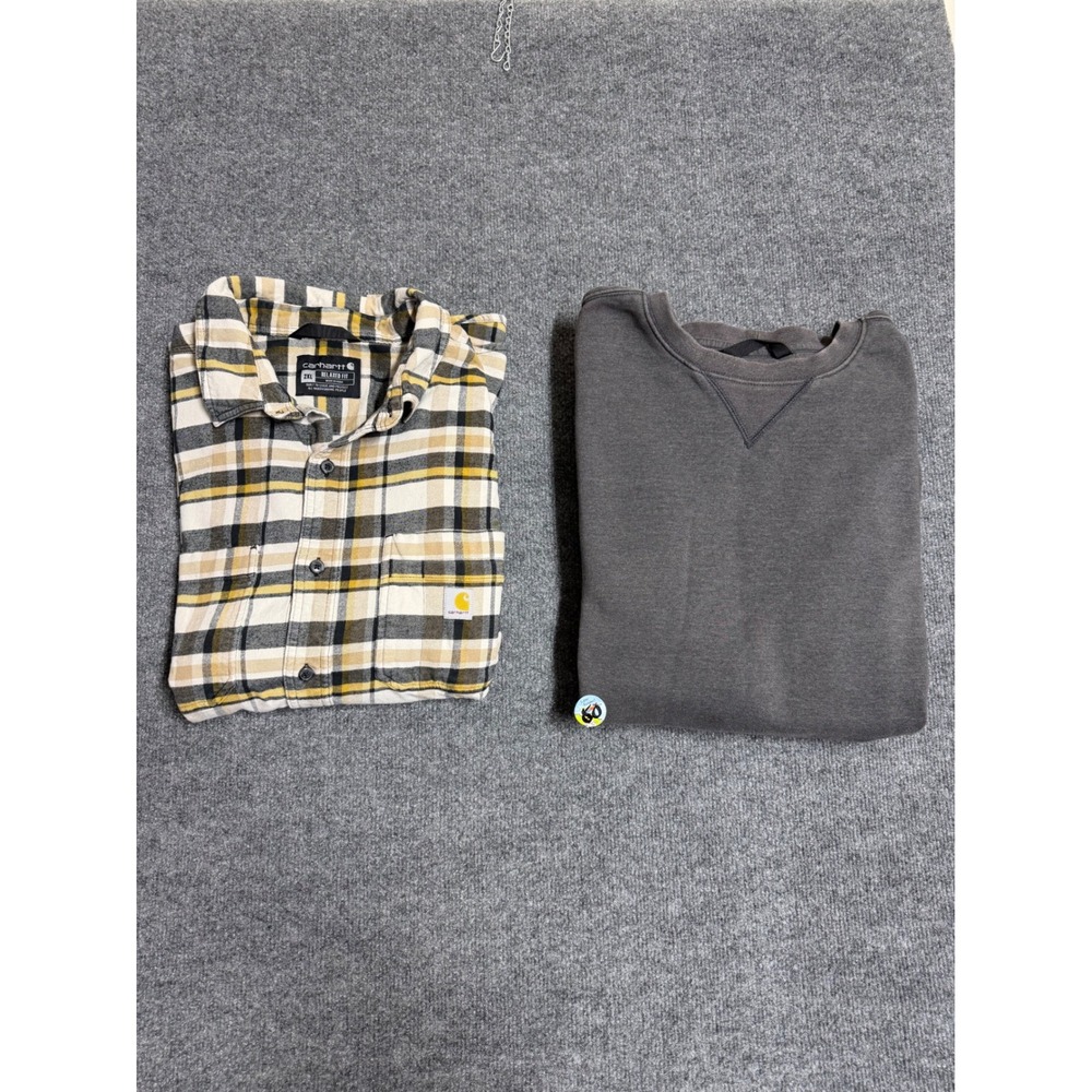 Carhartt Men's Gray Crew Neck Pullover Sweatshirt Logo Loose Fit Size 2XL bundle